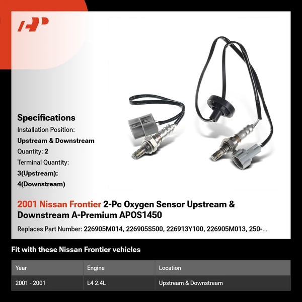 2001 Nissan Frontier 2-Pc Oxygen Sensor Upstream & Downstream A-Premium APOS1450
