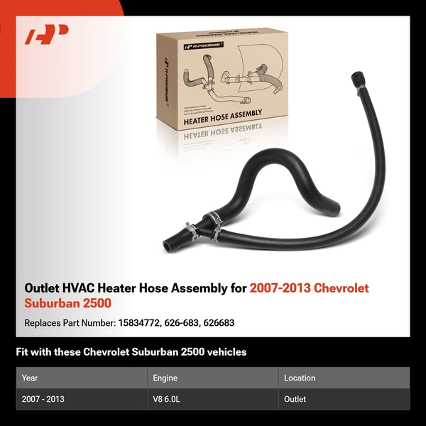 Outlet HVAC Heater Hose Assembly for 2007-2013 Chevrolet Suburban 2500