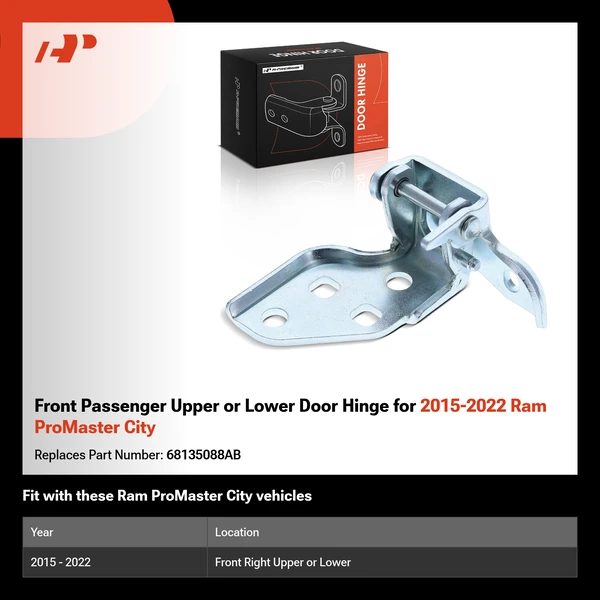 Front Passenger Upper or Lower Door Hinge for 2015-2022 Ram ProMaster City