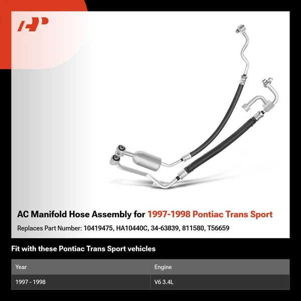 AC Manifold Hose Assembly for 1997-1998 Pontiac Trans Sport
