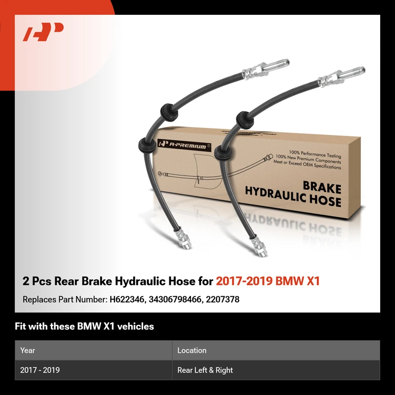 2 Pcs Rear Brake Hydraulic Hose for 2017-2019 BMW X1