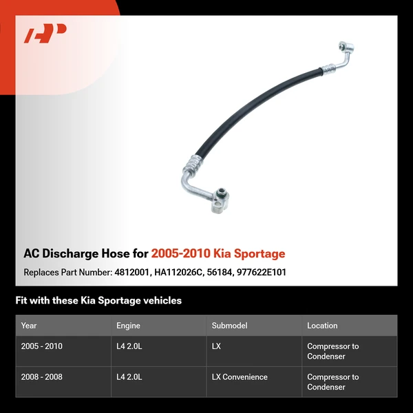 AC Discharge Hose for 2005-2010 Kia Sportage