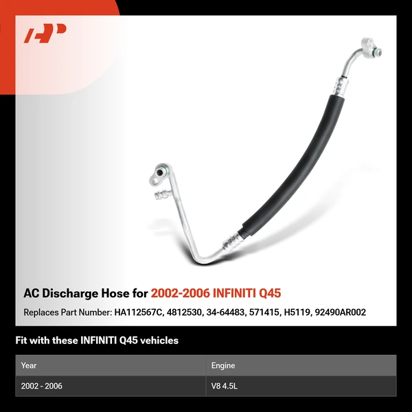 AC Discharge Hose for 2002-2006 INFINITI Q45