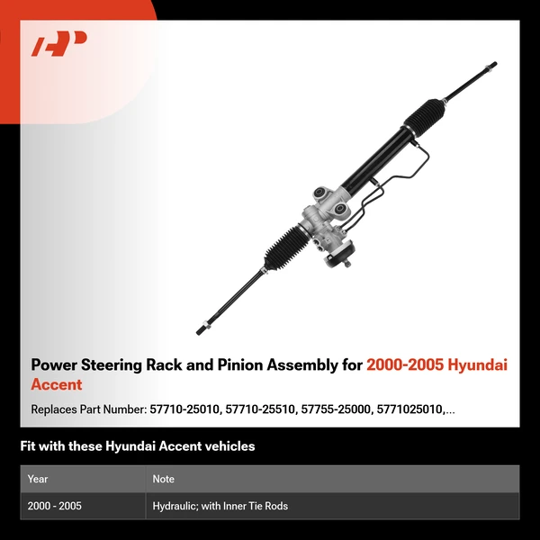 Power Steering Rack and Pinion Assembly for 2000-2005 Hyundai Accent