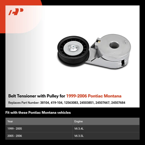 Belt Tensioner with Pulley for 1999-2006 Pontiac Montana