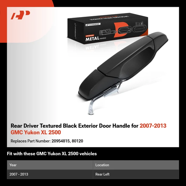 Rear Driver Textured Black Exterior Door Handle for 2007-2013 GMC Yukon XL 2500