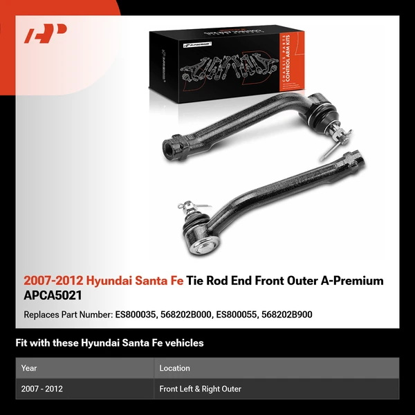 2007-2012 Hyundai Santa Fe Tie Rod End Front Outer A-Premium APCA5021