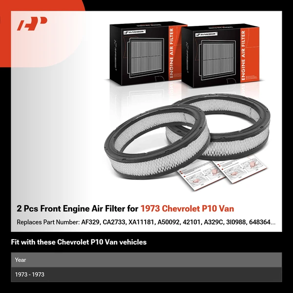2 Pcs Front Engine Air Filter for 1973 Chevrolet P10 Van