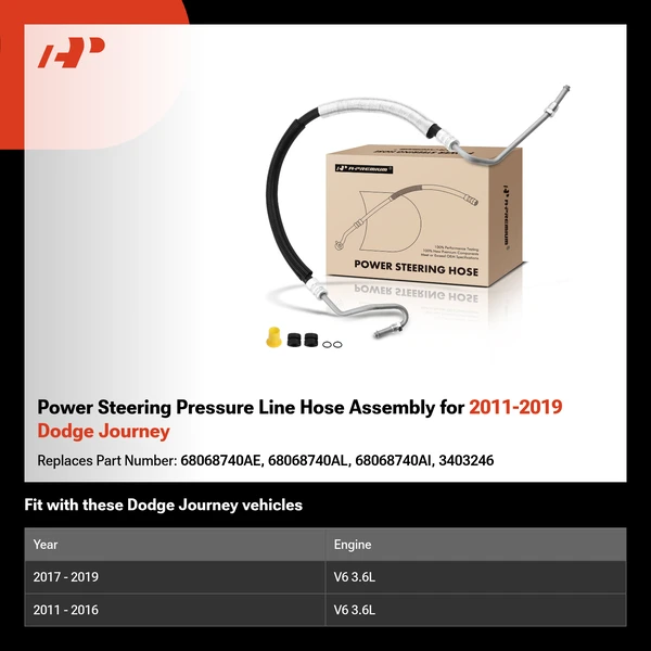Power Steering Pressure Line Hose Assembly for 2011-2019 Dodge Journey