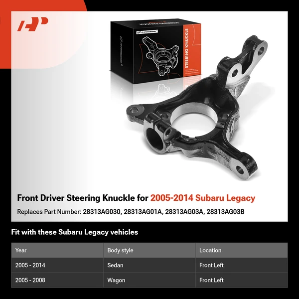 Front Driver Steering Knuckle for 2005-2014 Subaru Legacy