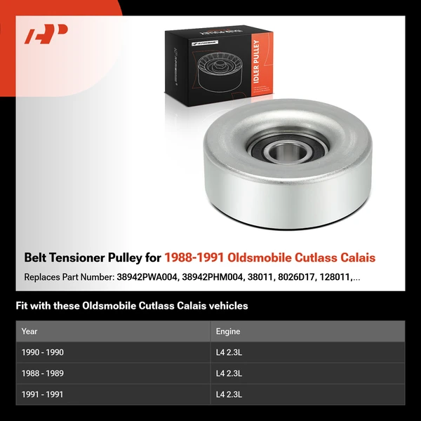 Belt Tensioner Pulley for 1988-1991 Oldsmobile Cutlass Calais