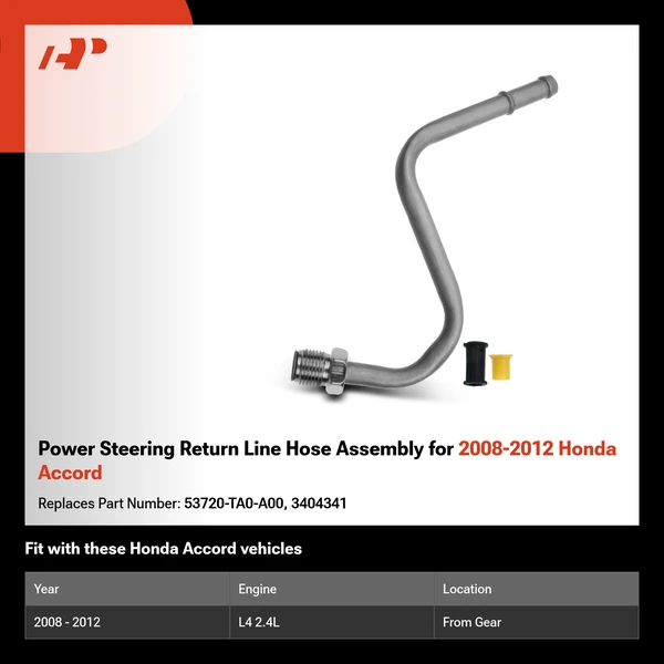 Power Steering Return Line Hose Assembly for 2008-2012 Honda Accord