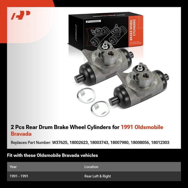 2 Pcs Rear Drum Brake Wheel Cylinders for 1991 Oldsmobile Bravada