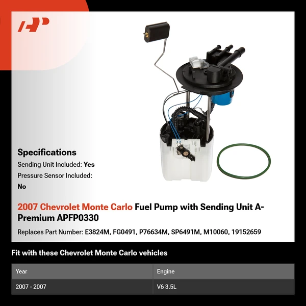 2007 Chevrolet Monte Carlo Fuel Pump with Sending Unit A-Premium APFP0330