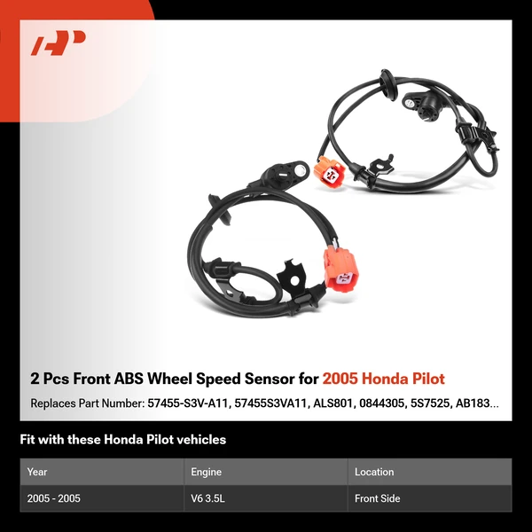 2 Pcs Front ABS Wheel Speed Sensor for 2005 Honda Pilot