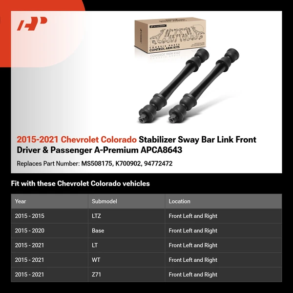 2015-2021 Chevrolet Colorado Stabilizer Sway Bar Link Front Driver & Passenger A-Premium APCA8643