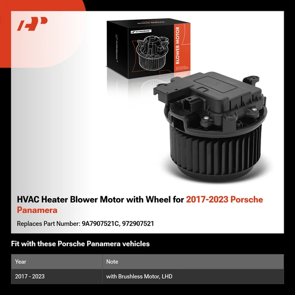 HVAC Heater Blower Motor with Wheel for 2017-2023 Porsche Panamera