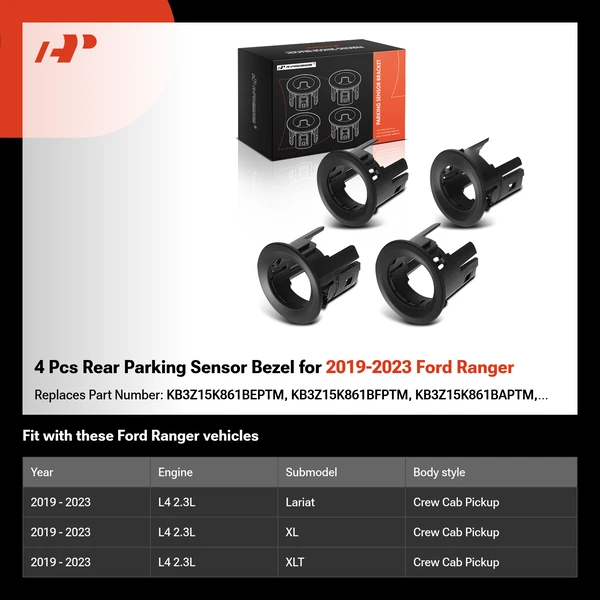 4 Pcs Rear Parking Sensor Bezel for 2019-2023 Ford Ranger
