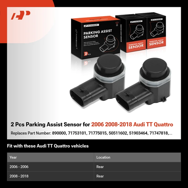 2 Pcs Parking Assist Sensor for 2006 2008-2018 Audi TT Quattro