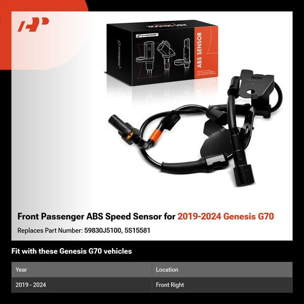 Front Passenger ABS Speed Sensor for 2019-2024 Genesis G70