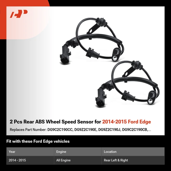 2 Pcs Rear ABS Wheel Speed Sensor for 2014-2015 Ford Edge