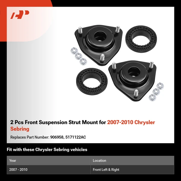 2 Pcs Front Suspension Strut Mount for 2007-2010 Chrysler Sebring