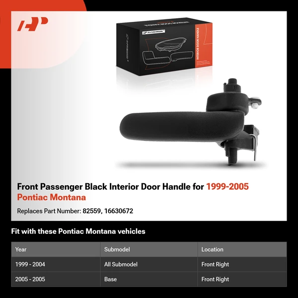 Front Passenger Black Interior Door Handle for 1999-2005 Pontiac Montana