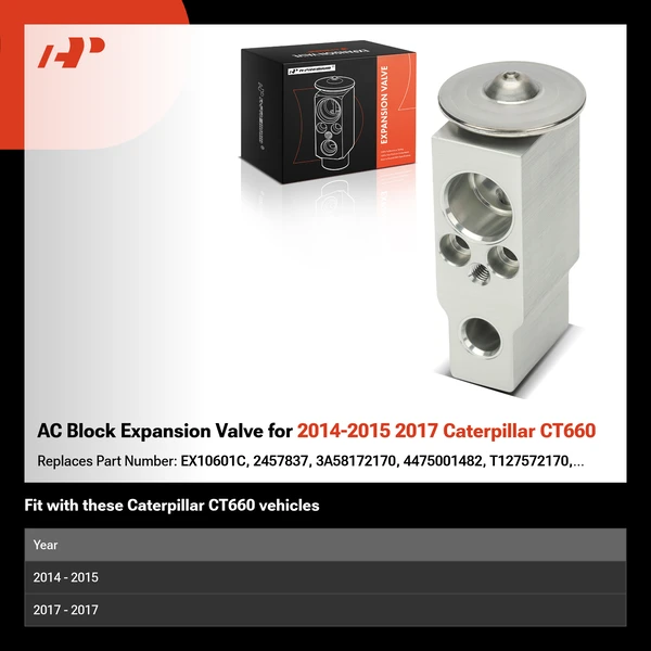 AC Block Expansion Valve for 2014-2015 2017 Caterpillar CT660