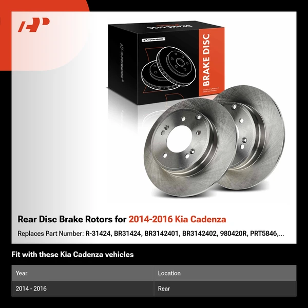 Rear Disc Brake Rotors for 2014-2016 Kia Cadenza