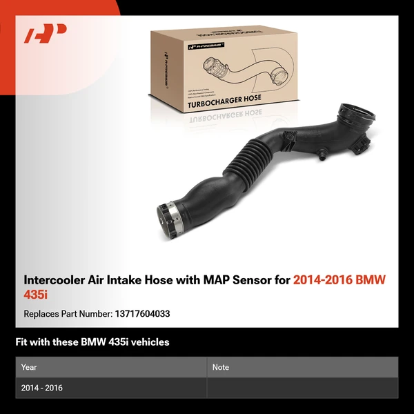 Intercooler Air Intake Hose with MAP Sensor for 2014-2016 BMW 435i