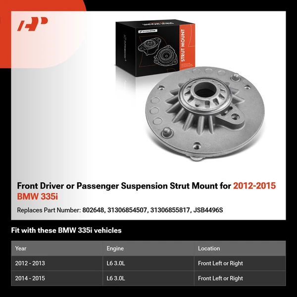 Front Driver or Passenger Suspension Strut Mount for 2012-2015 BMW 335i