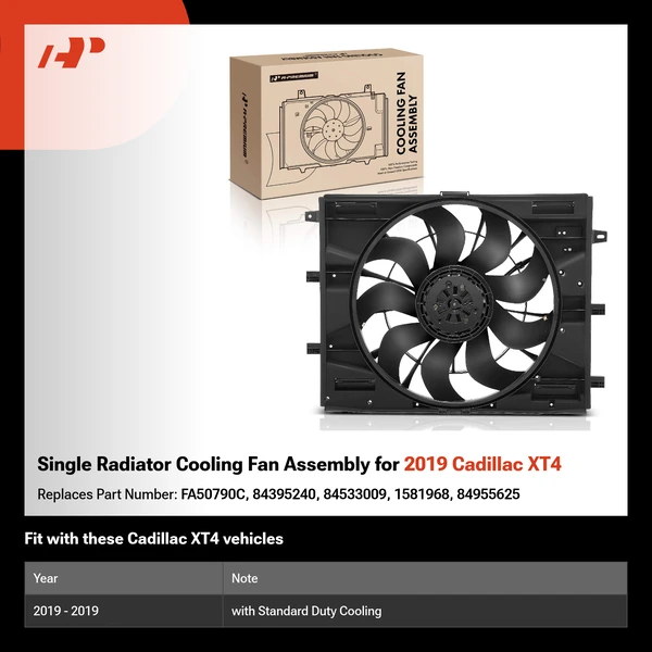 Single Radiator Cooling Fan Assembly for 2019 Cadillac XT4
