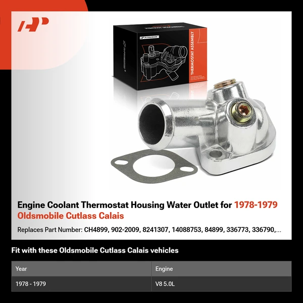 Engine Coolant Thermostat Housing Water Outlet for 1978-1979 Oldsmobile Cutlass Calais