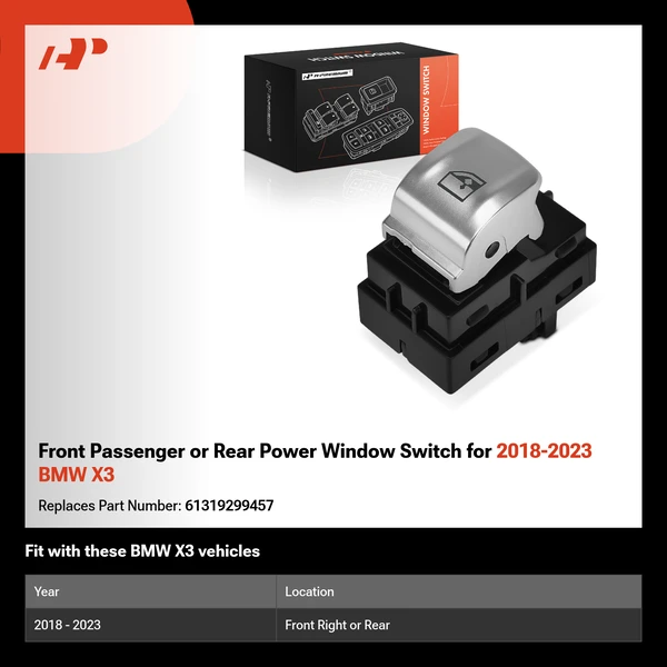 Front Passenger or Rear Power Window Switch for 2018-2023 BMW X3