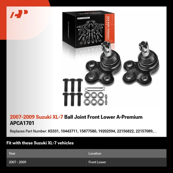 2007-2009 Suzuki XL-7 Ball Joint Front Lower A-Premium APCA1701