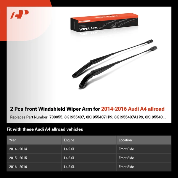 2 Pcs Front Windshield Wiper Arm for 2014-2016 Audi A4 allroad