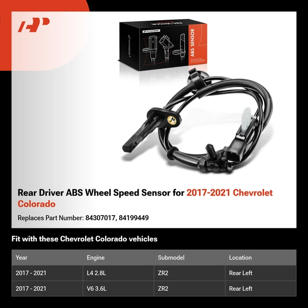 Rear Driver ABS Wheel Speed Sensor for 2017-2021 Chevrolet Colorado