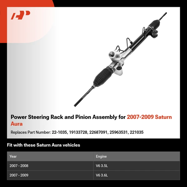 Power Steering Rack and Pinion Assembly for 2007-2009 Saturn Aura