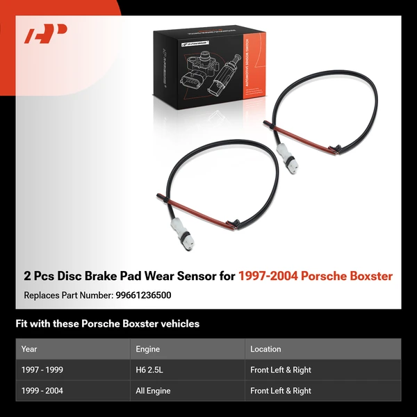 2 Pcs Disc Brake Pad Wear Sensor for 1997-2004 Porsche Boxster