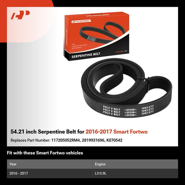 54.21 inch Serpentine Belt for 2016-2017 Smart Fortwo