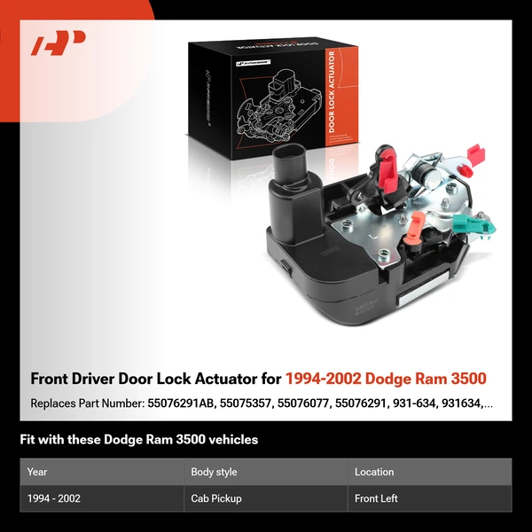 Front Driver Door Lock Actuator for 1994-2002 Dodge Ram 3500