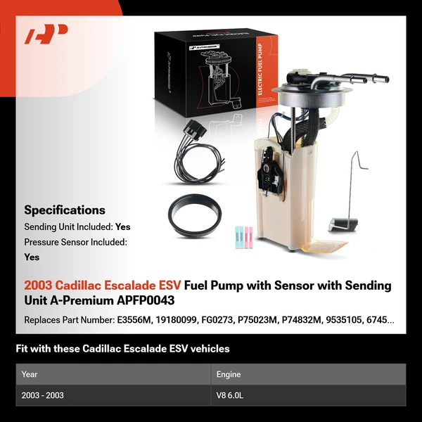 2003 Cadillac Escalade ESV Fuel Pump with Sensor with Sending Unit A-Premium APFP0043