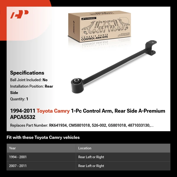 1994-2011 Toyota Camry 1-Pc Control Arm, Rear Side A-Premium APCA5532