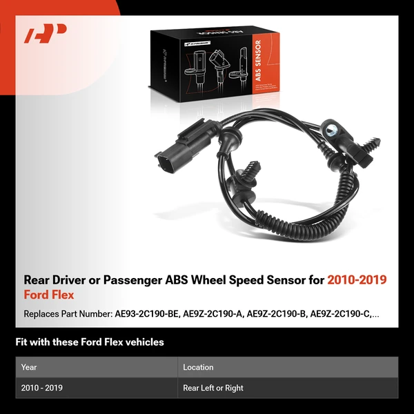 Rear Driver or Passenger ABS Wheel Speed Sensor for 2010-2019 Ford Flex