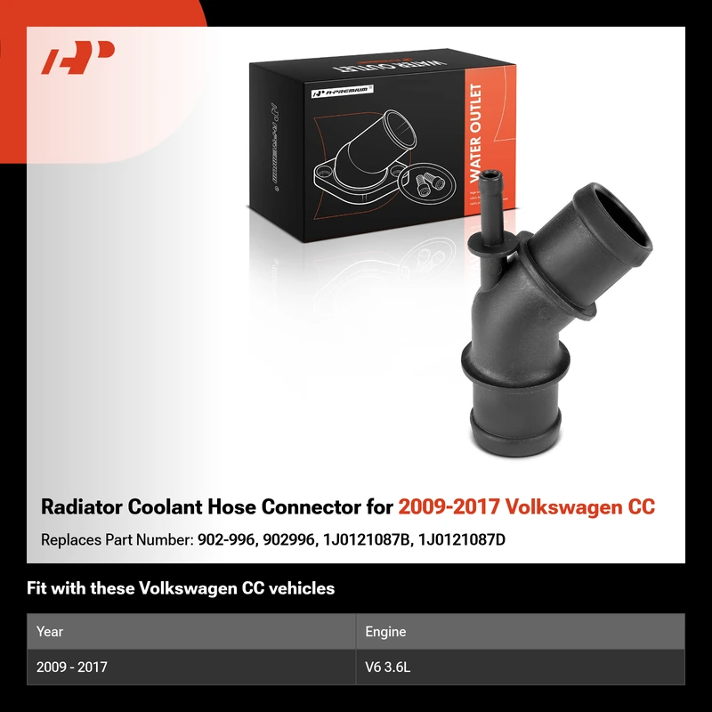 Radiator Coolant Hose Connector for 2009-2017 Volkswagen CC