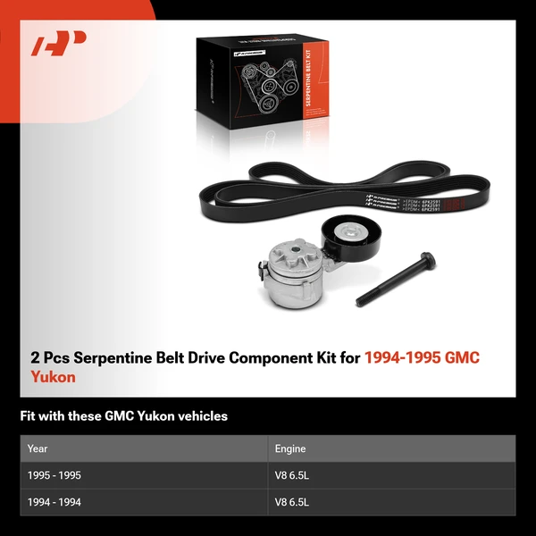 2 Pcs Serpentine Belt Drive Component Kit for 1994-1995 GMC Yukon