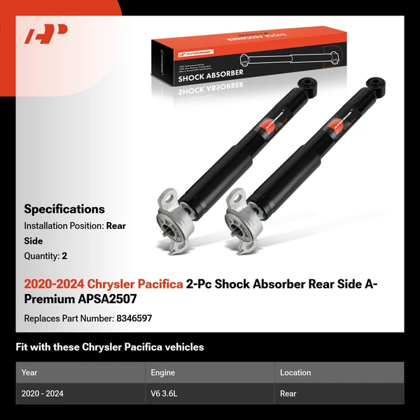 2020-2024 Chrysler Pacifica 2-Pc Shock Absorber Rear Side A-Premium APSA2507