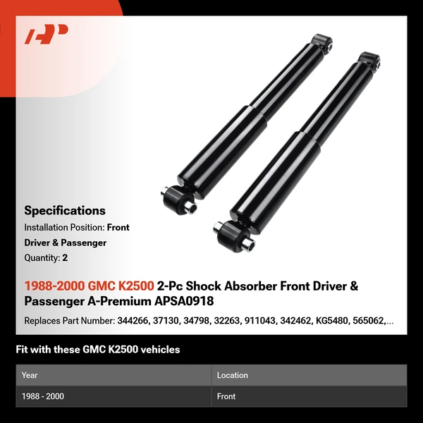 1988-2000 GMC K2500 2-Pc Shock Absorber Front Driver & Passenger A-Premium APSA0918