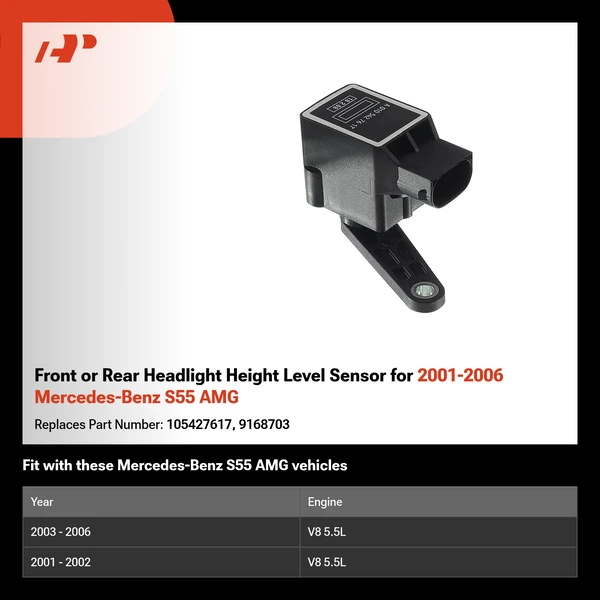 Front or Rear Headlight Height Level Sensor for 2001-2006 Mercedes-Benz S55 AMG
