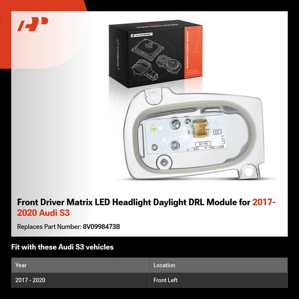 Front Driver Matrix LED Headlight Daylight DRL Module for 2017-2020 Audi S3